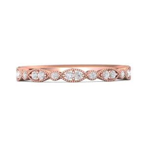FlyerFit Micropave 14K Pink Gold Wedding Band
