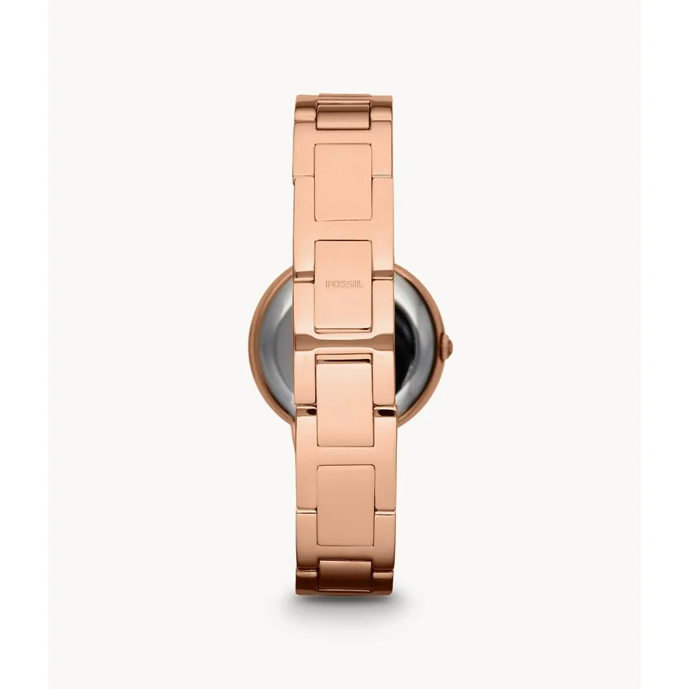 Fossil Virginia Women's Rose-Tone Stainless Steel Watch