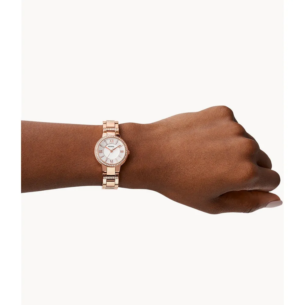 Fossil Virginia Women's Rose-Tone Stainless Steel Watch