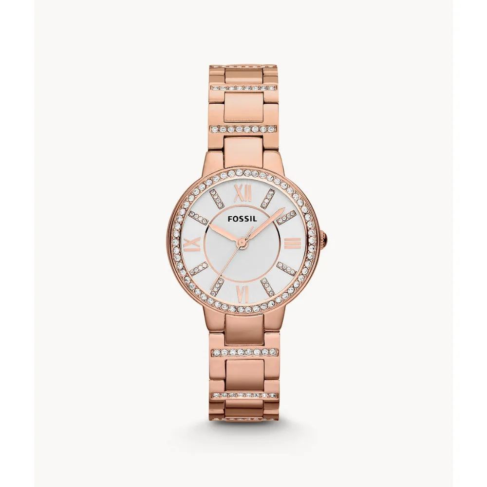 Fossil Virginia Women's Rose-Tone Stainless Steel Watch