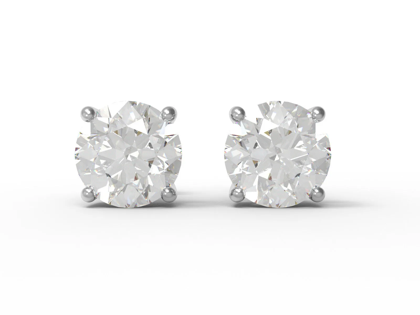 Four Prong Set Round Moissanite 925 Sterling Silver Solitaire Women Earrings