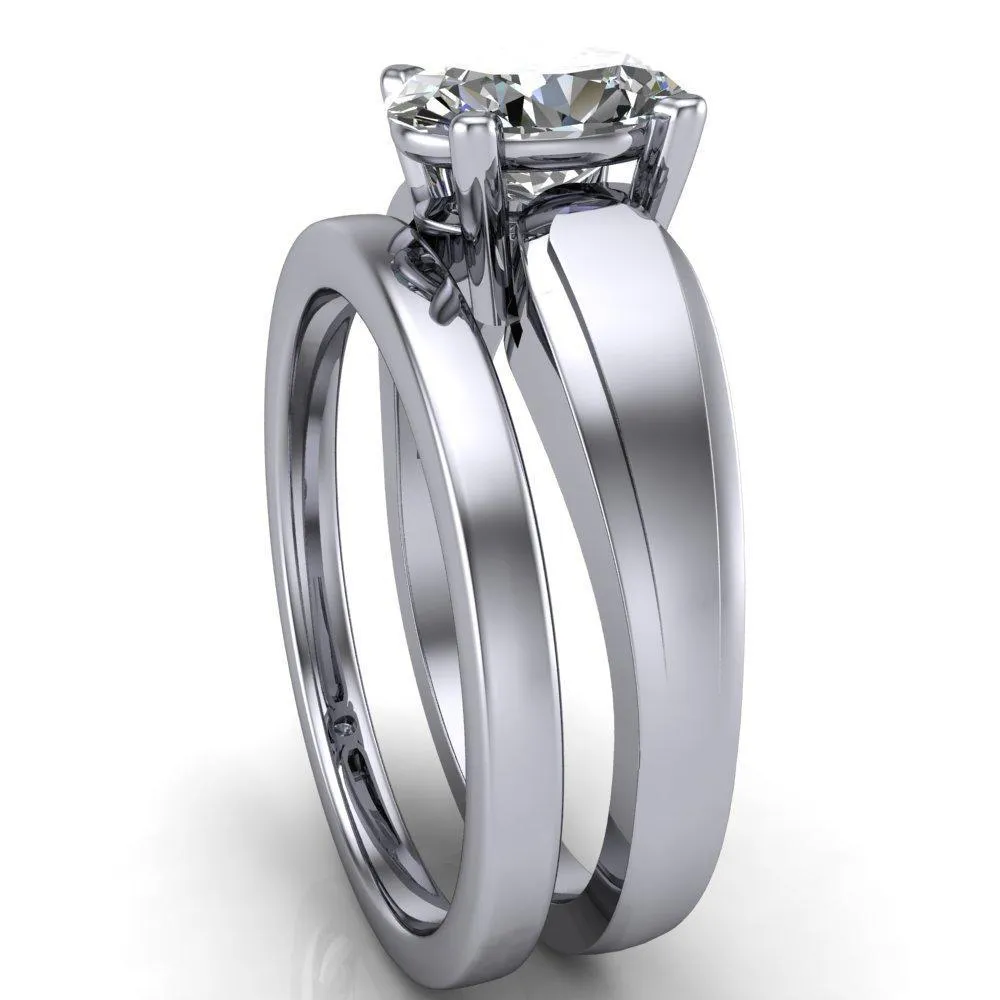 Franco Oval Center Stone 4 Prong Cathedral Under Bezel Ring