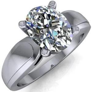 Franco Oval Center Stone 4 Prong Cathedral Under Bezel Ring