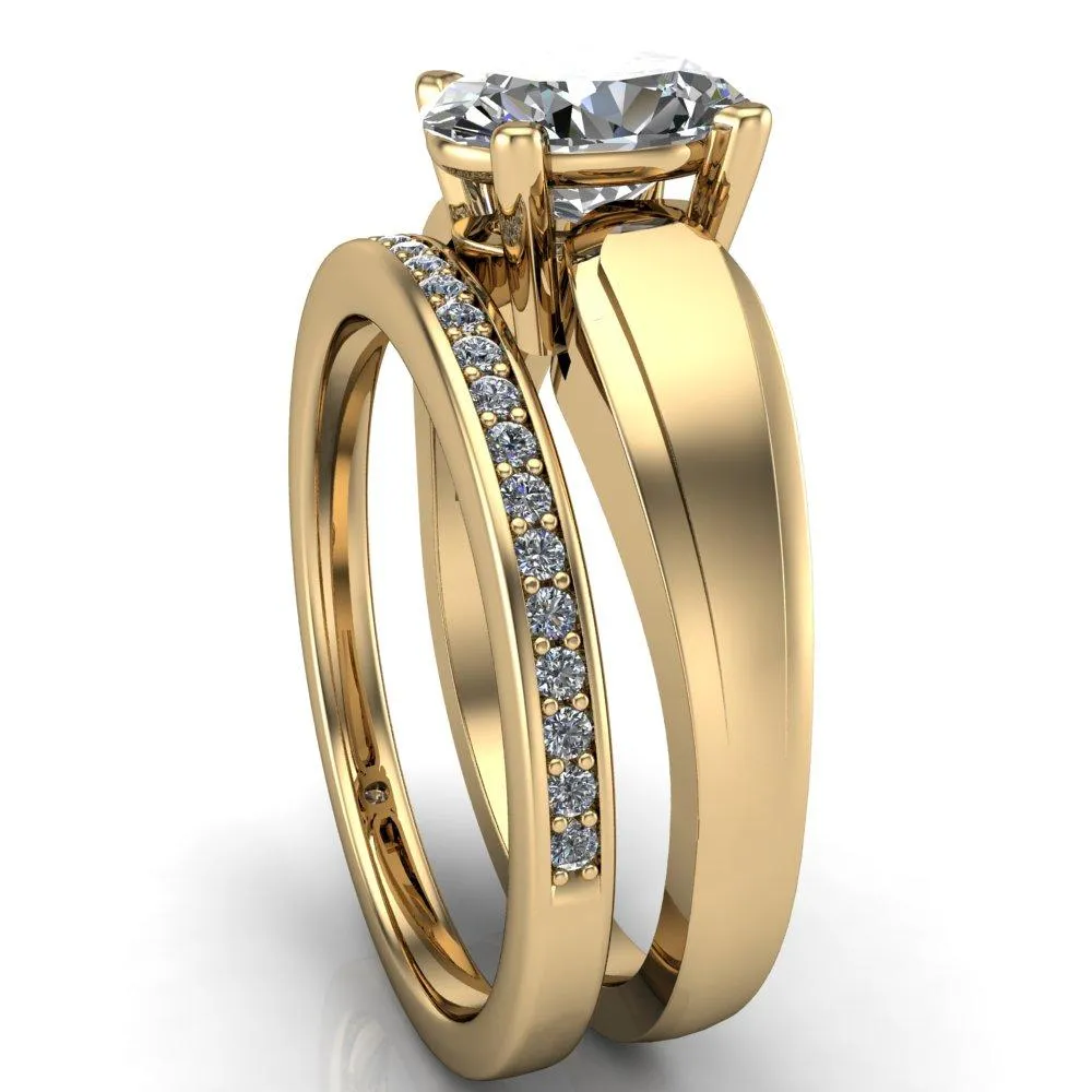 Franco Oval Center Stone 4 Prong Cathedral Under Bezel Ring