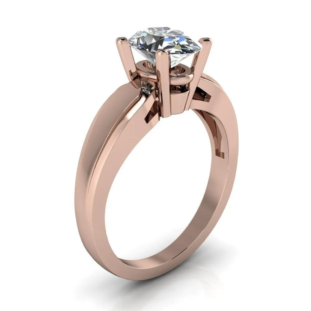 Franco Oval Center Stone 4 Prong Cathedral Under Bezel Ring