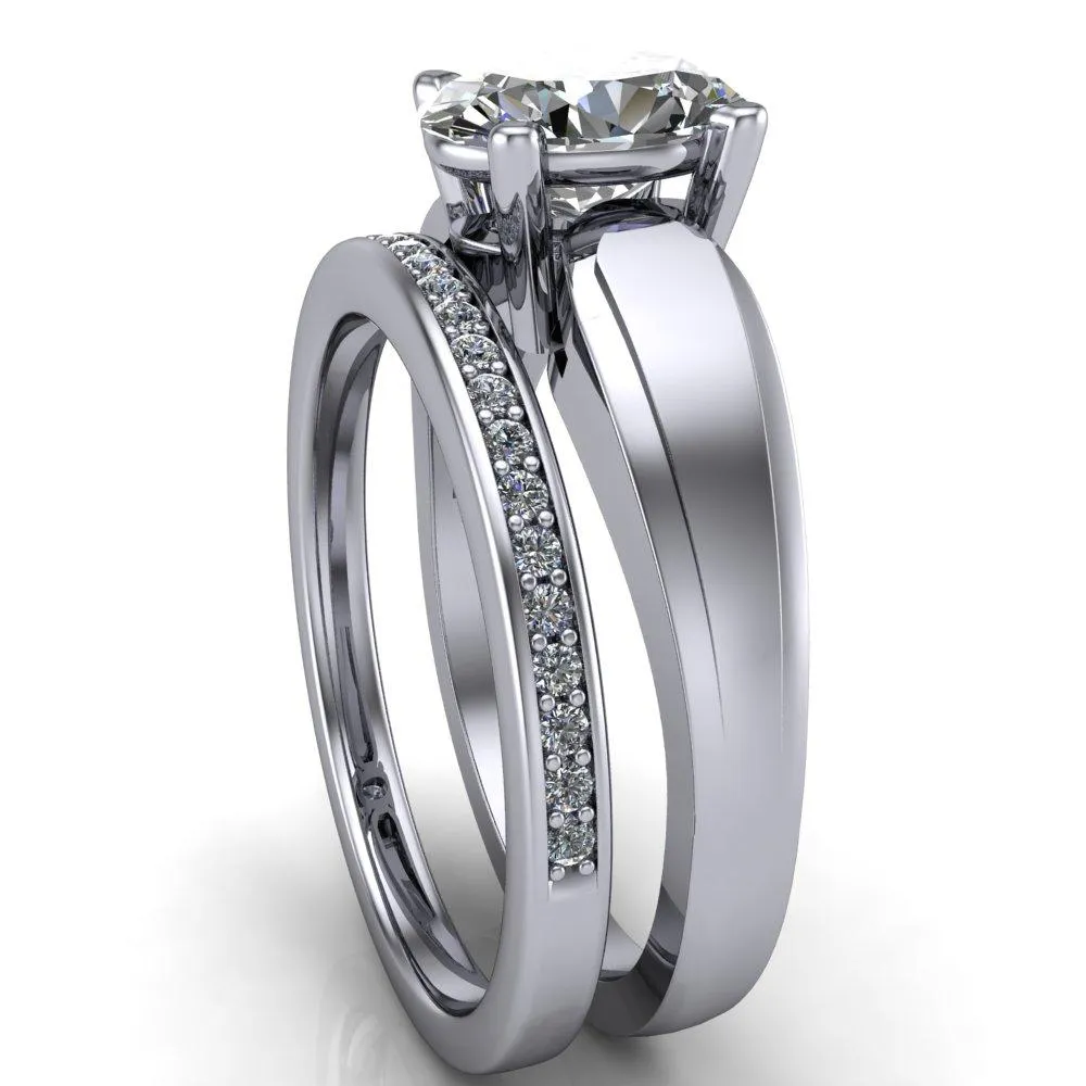 Franco Oval Center Stone 4 Prong Cathedral Under Bezel Ring