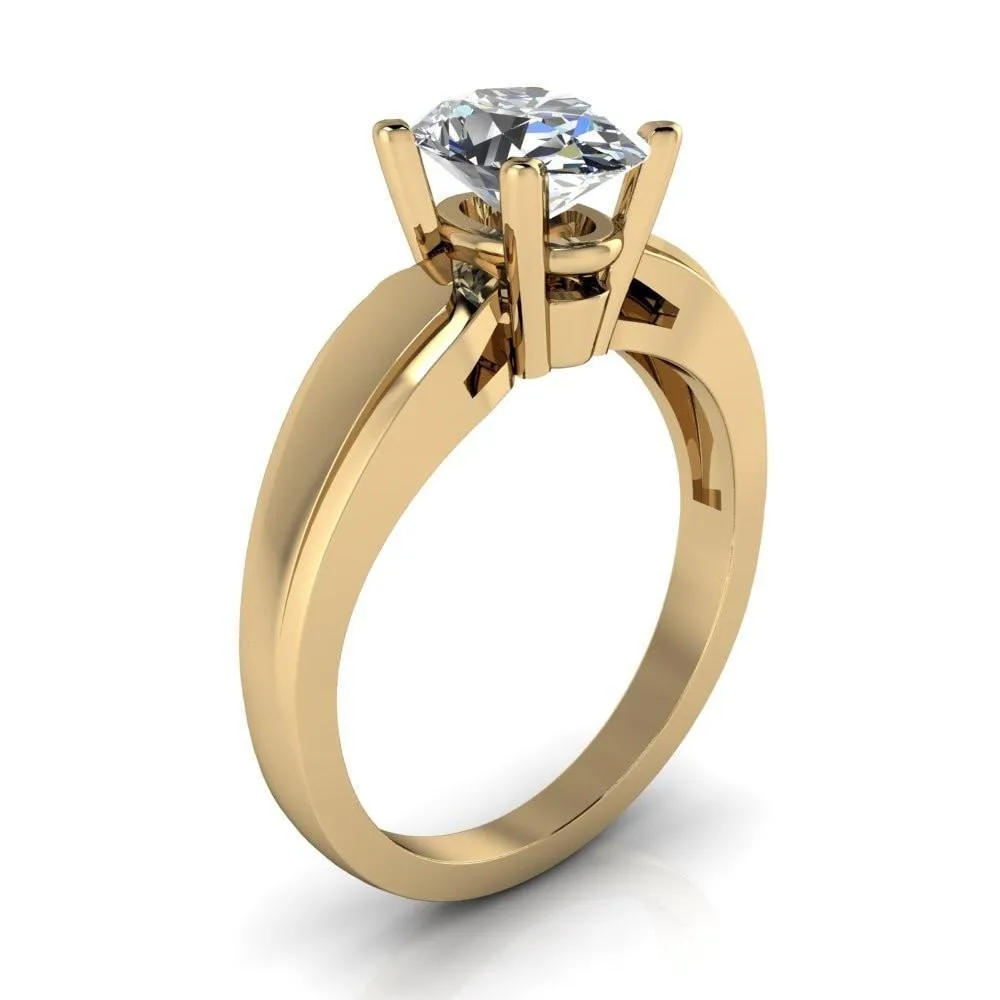 Franco Oval Center Stone 4 Prong Cathedral Under Bezel Ring