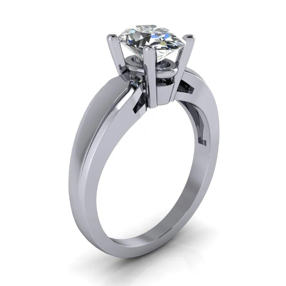 Franco Oval Center Stone 4 Prong Cathedral Under Bezel Ring