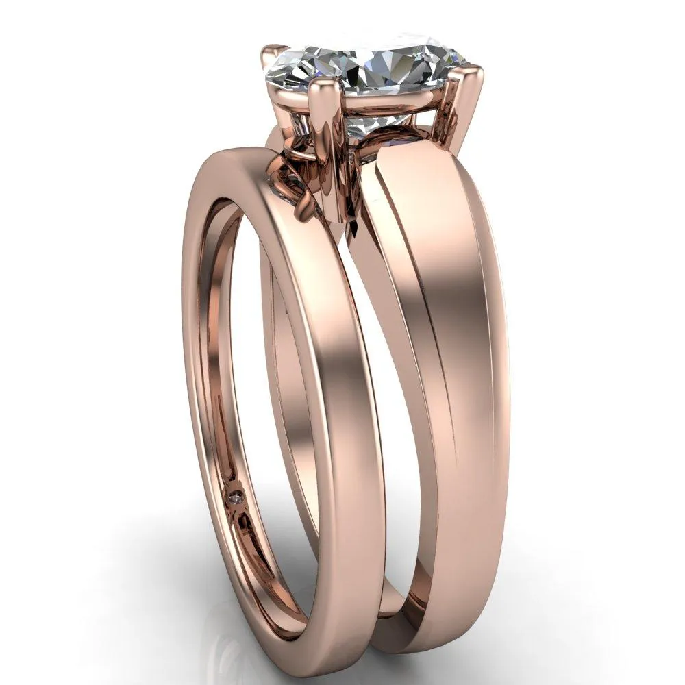 Franco Oval Center Stone 4 Prong Cathedral Under Bezel Ring