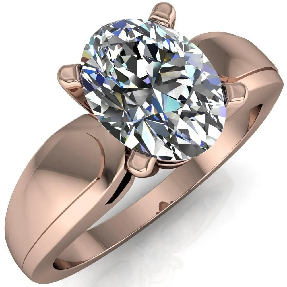 Franco Oval Center Stone 4 Prong Cathedral Under Bezel Ring