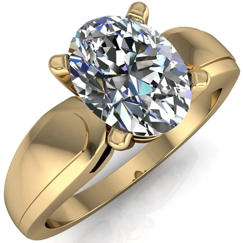 Franco Oval Center Stone 4 Prong Cathedral Under Bezel Ring