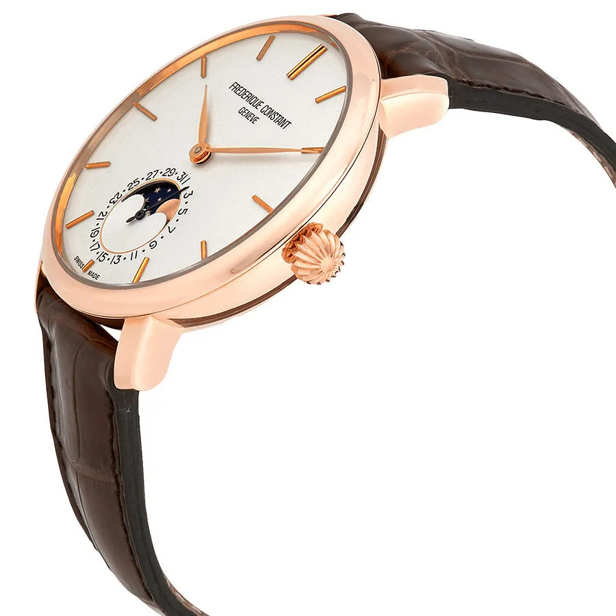 Frederique Constant SlimLine 18kt Rose Gold Moonphase Automatic Silver Dial Men's Watch FC-705V4S9