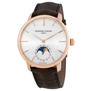 Frederique Constant SlimLine 18kt Rose Gold Moonphase Automatic Silver Dial Men's Watch FC-705V4S9