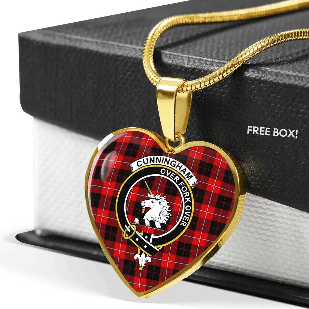 Futuristic Crest Clan Cunningham Tartan Large-scale promotion Heart Scottish Necklace