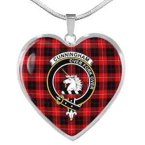 Futuristic Crest Clan Cunningham Tartan Large-scale promotion Heart Scottish Necklace