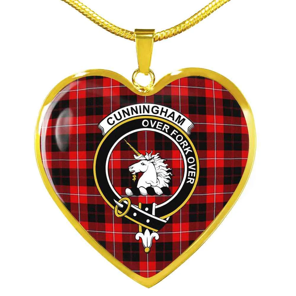 Futuristic Crest Clan Cunningham Tartan Large-scale promotion Heart Scottish Necklace