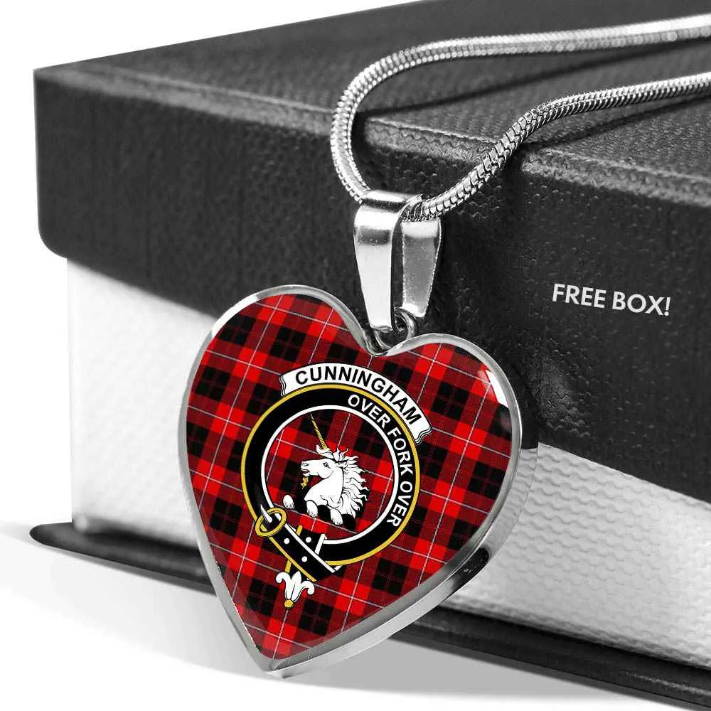 Futuristic Crest Clan Cunningham Tartan Large-scale promotion Heart Scottish Necklace