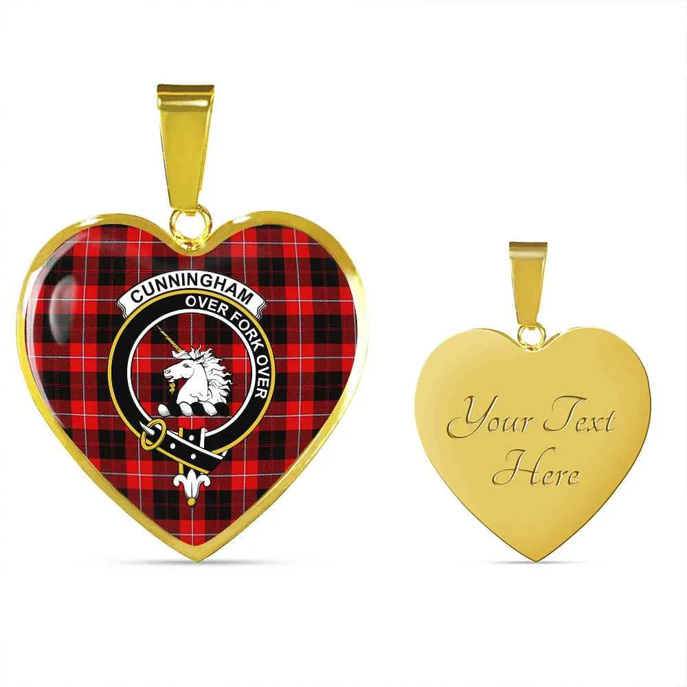 Futuristic Crest Clan Cunningham Tartan Large-scale promotion Heart Scottish Necklace