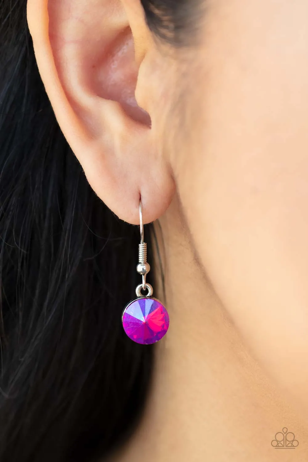 Futuristic Fashionista - Pink and Purple Iridescent Gems Necklace