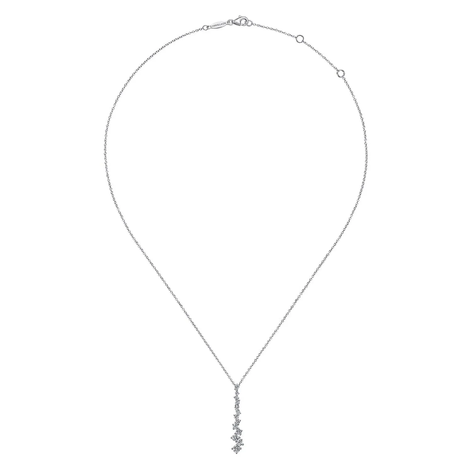 Gabriel & Co. Linear Diamond Cluster Pendant Necklace