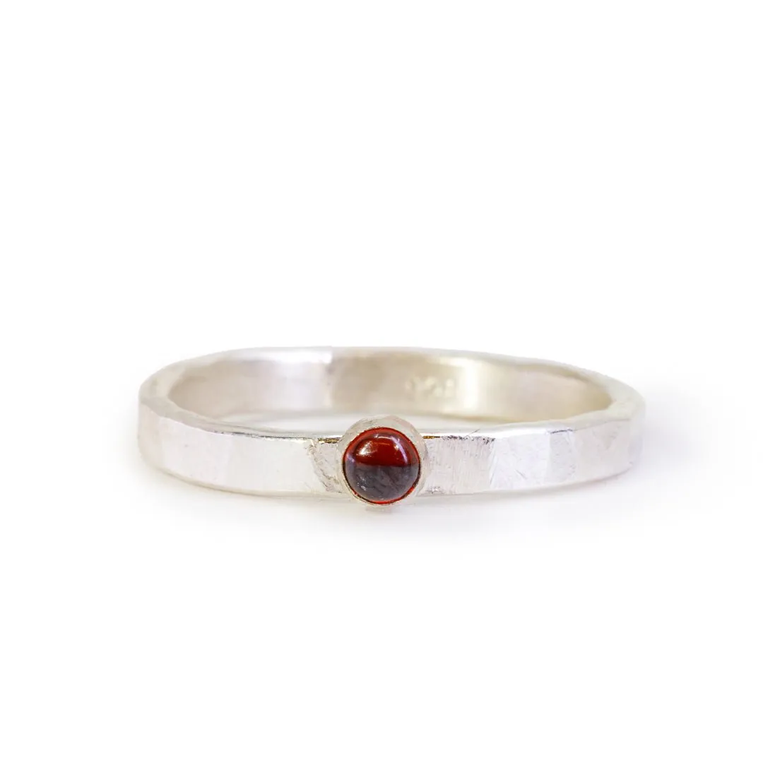 Garnet Stackable Sterling Silver Handcrafted Ring - Ceci Greco Designs