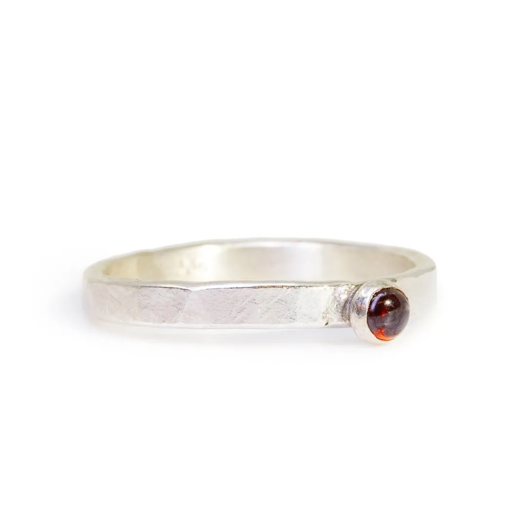 Garnet Stackable Sterling Silver Handcrafted Ring - Ceci Greco Designs