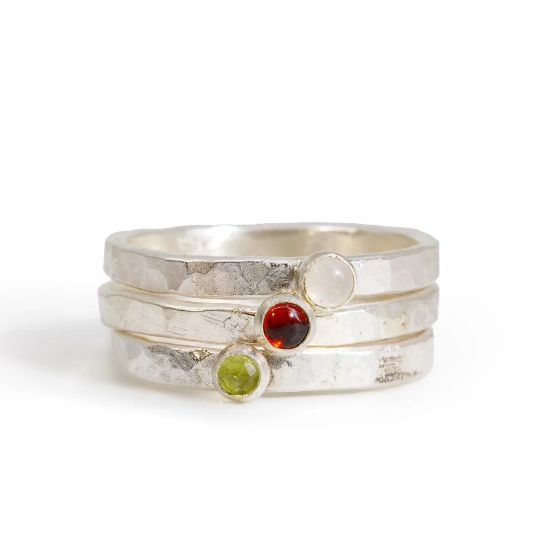 Garnet Stackable Sterling Silver Handcrafted Ring - Ceci Greco Designs