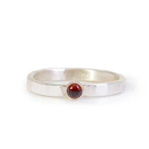 Garnet Stackable Sterling Silver Handcrafted Ring - Ceci Greco Designs