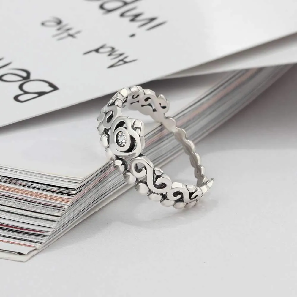Genuine 925 Sterling Silver Rings for Women – Vintage Crown Finger Ring – Anniversary Jewelry Gifts