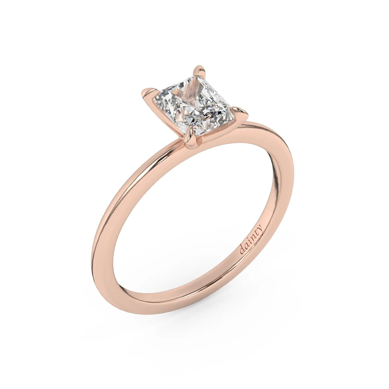 Genuine Radiant Cut Solitaire Engagement Ring