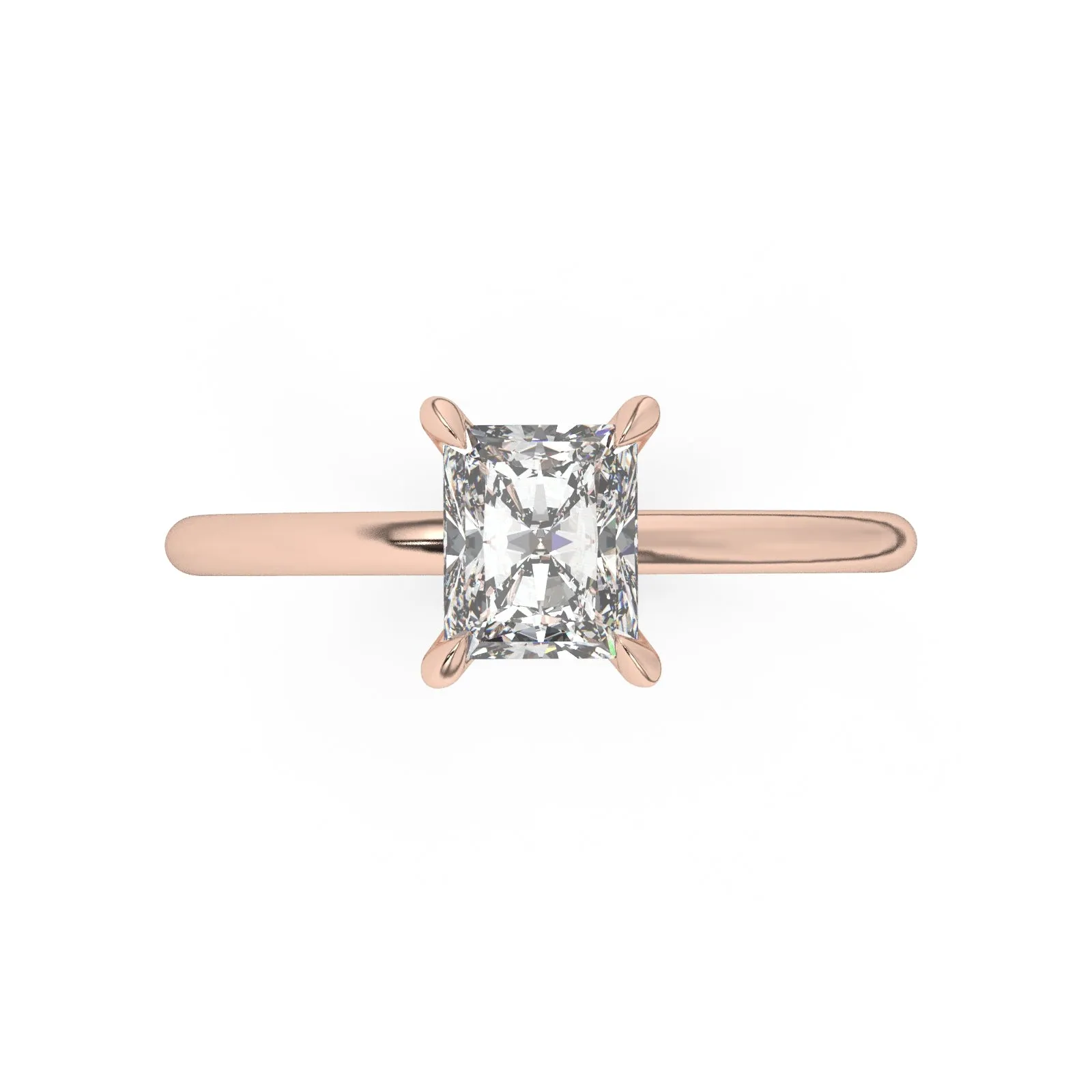 Genuine Radiant Cut Solitaire Engagement Ring