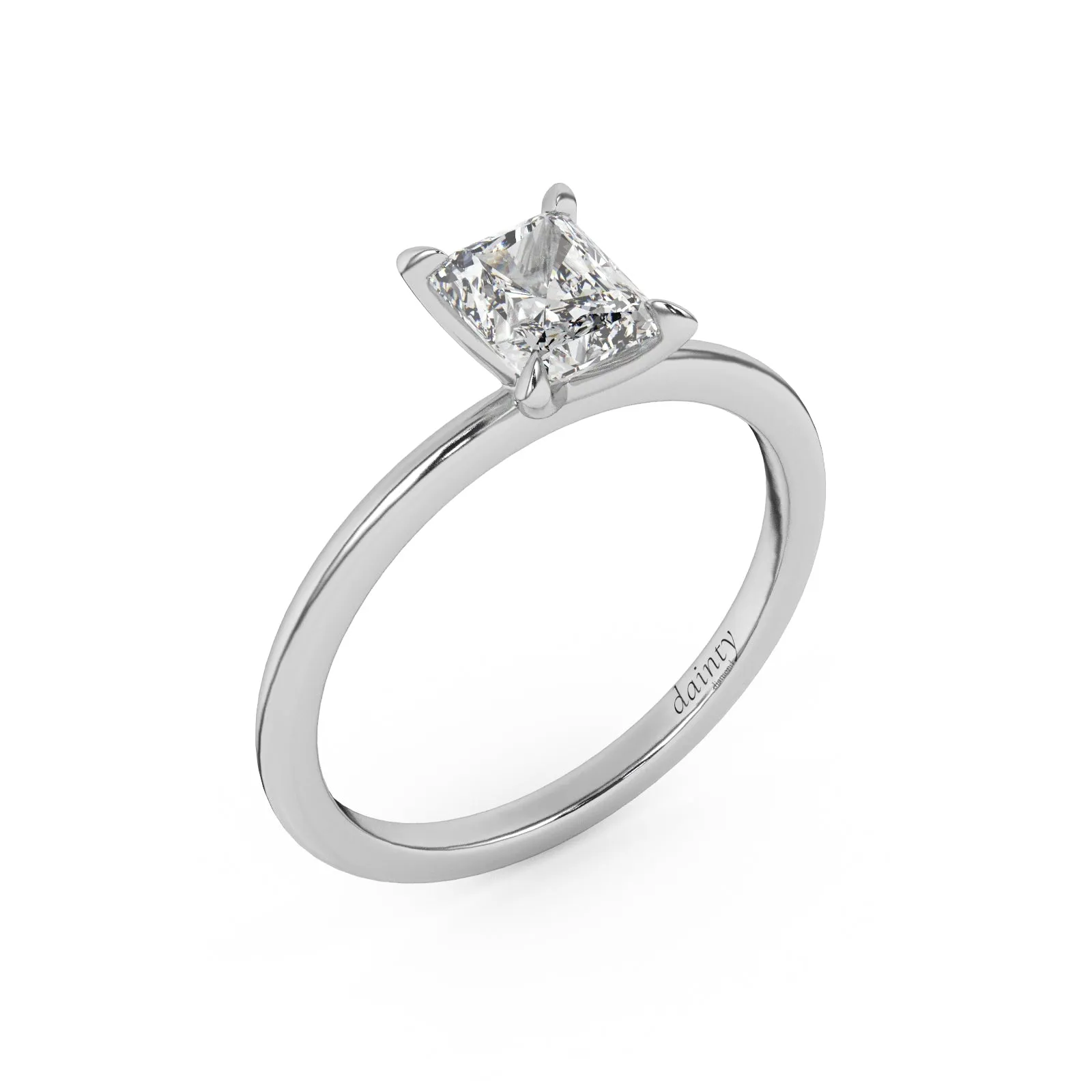 Genuine Radiant Cut Solitaire Engagement Ring