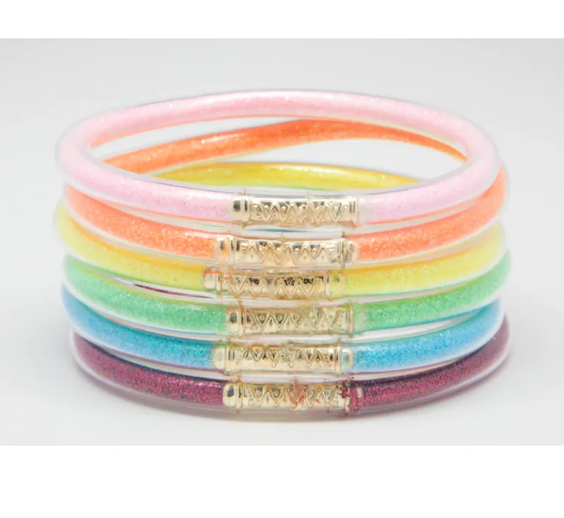 Girls Rainbow Bangle Bracelets Waterproof