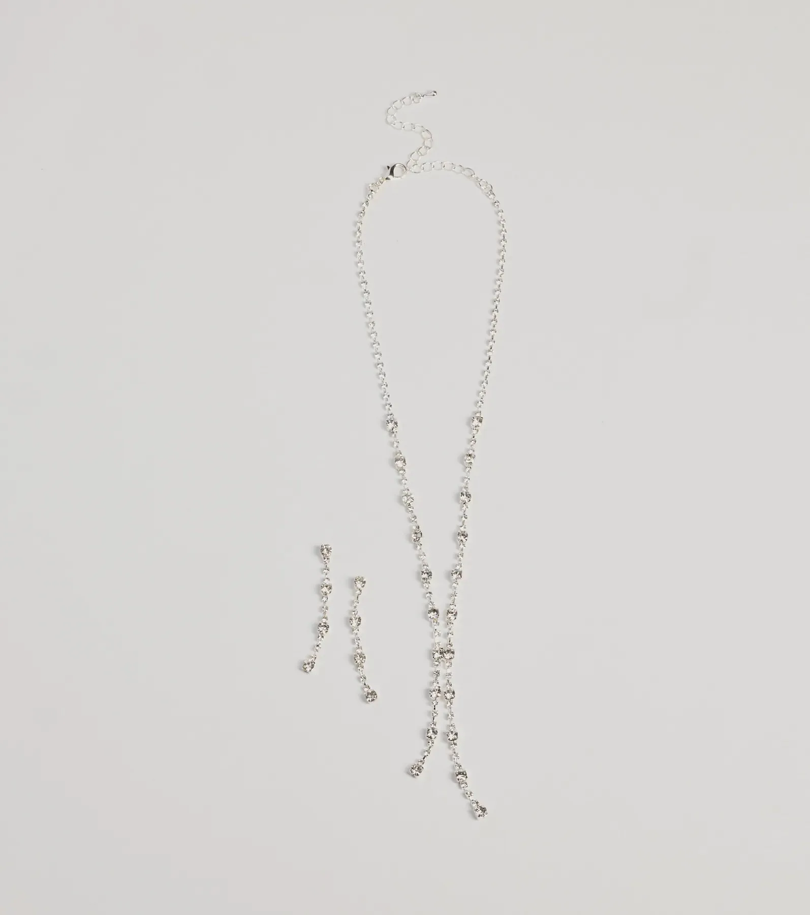 Glam Shine Rhinestone Lariat Necklace Set