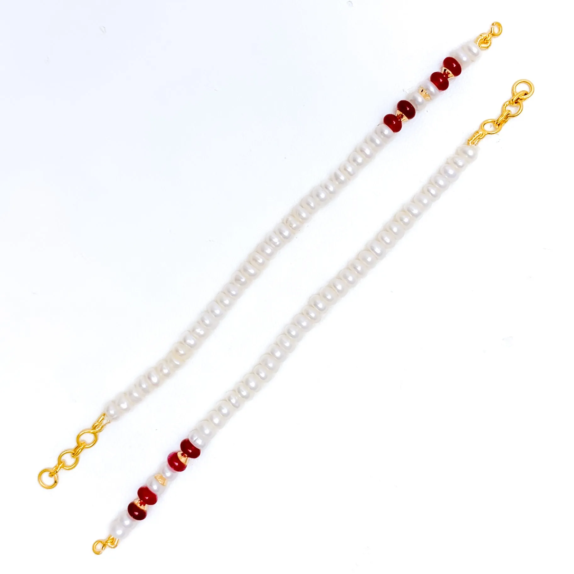 Glimmering Sleek Lined 22k Gold Pearl Earrings Support Chain