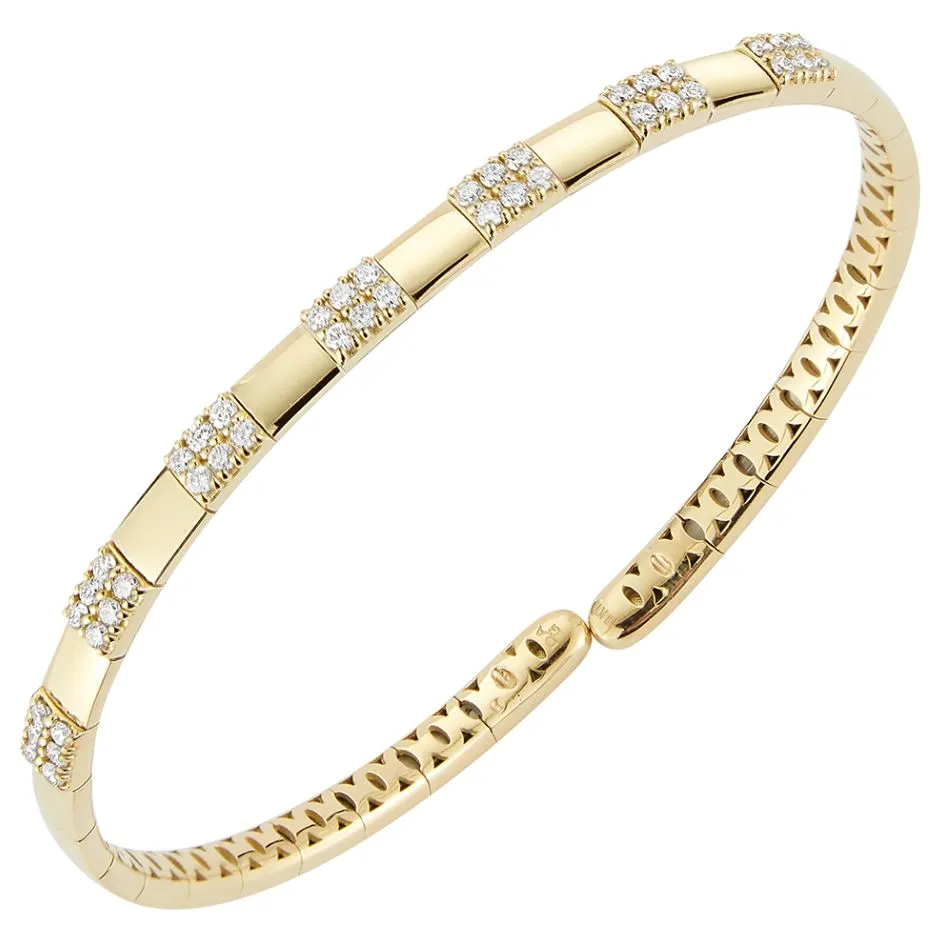 Gold and Diamond Split Bangle Bracelet