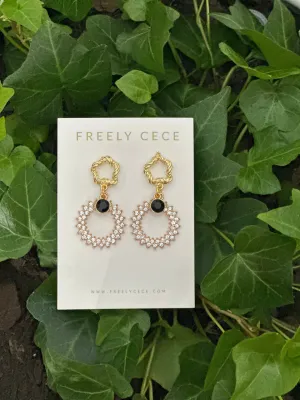 Gold Circle With Black Accent Piece Earrings