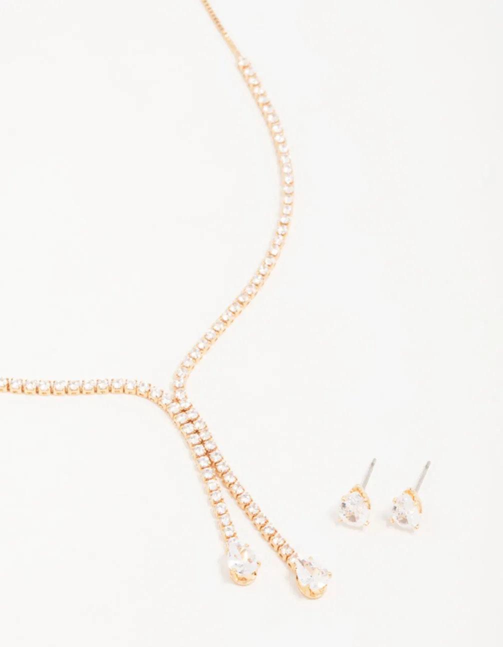 Gold Cupchain Y-Necklace & Earrings Set