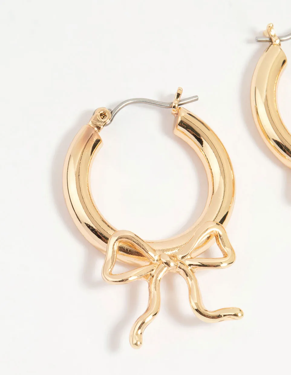 Gold Cutesy Bow Hoop Earrings