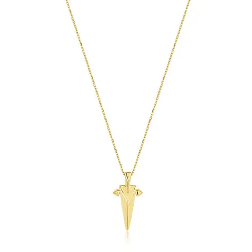 Gold Geometric Polished Punk Point Pendant Necklace