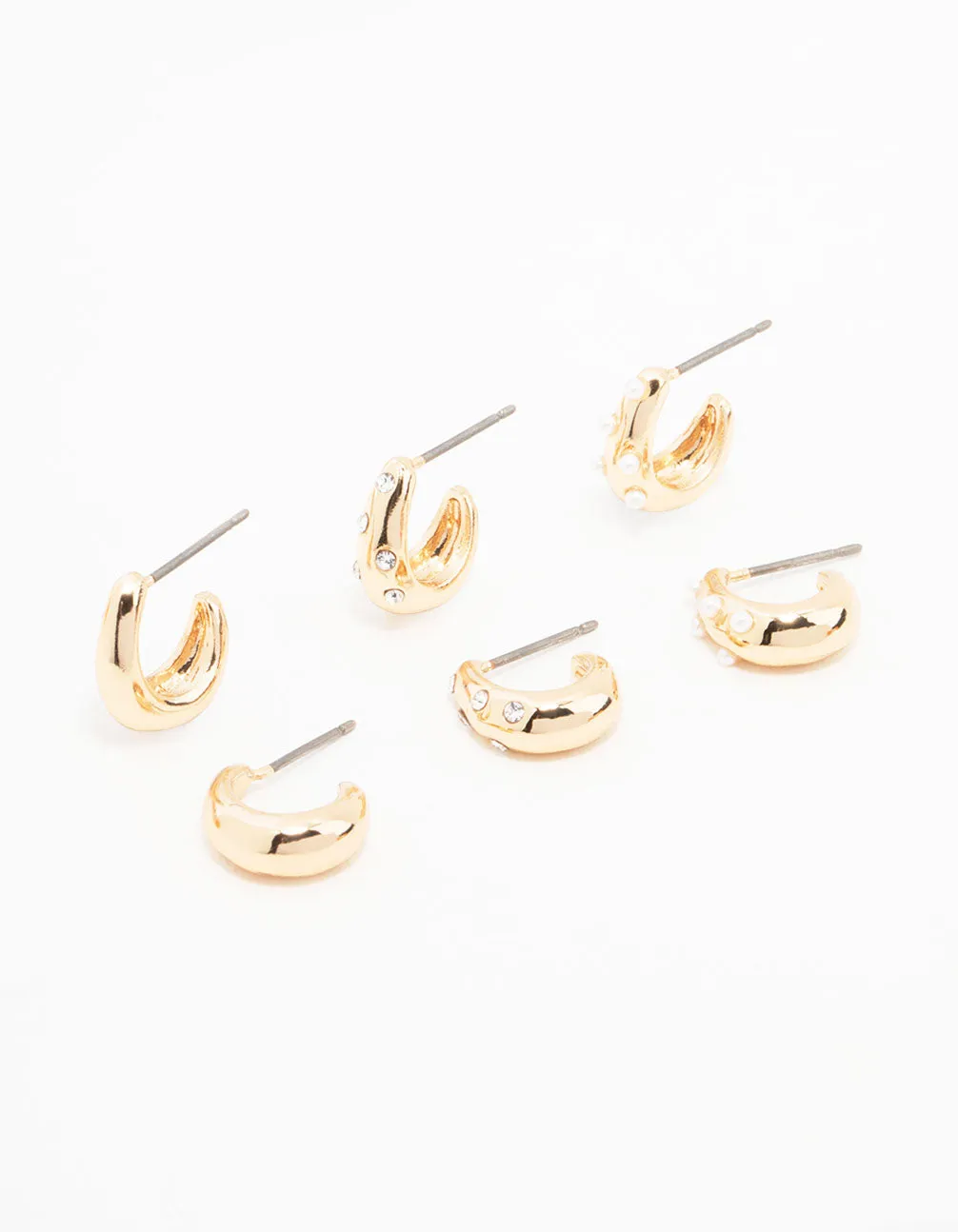 Gold Hoop Huggie Earrings 3-Pack