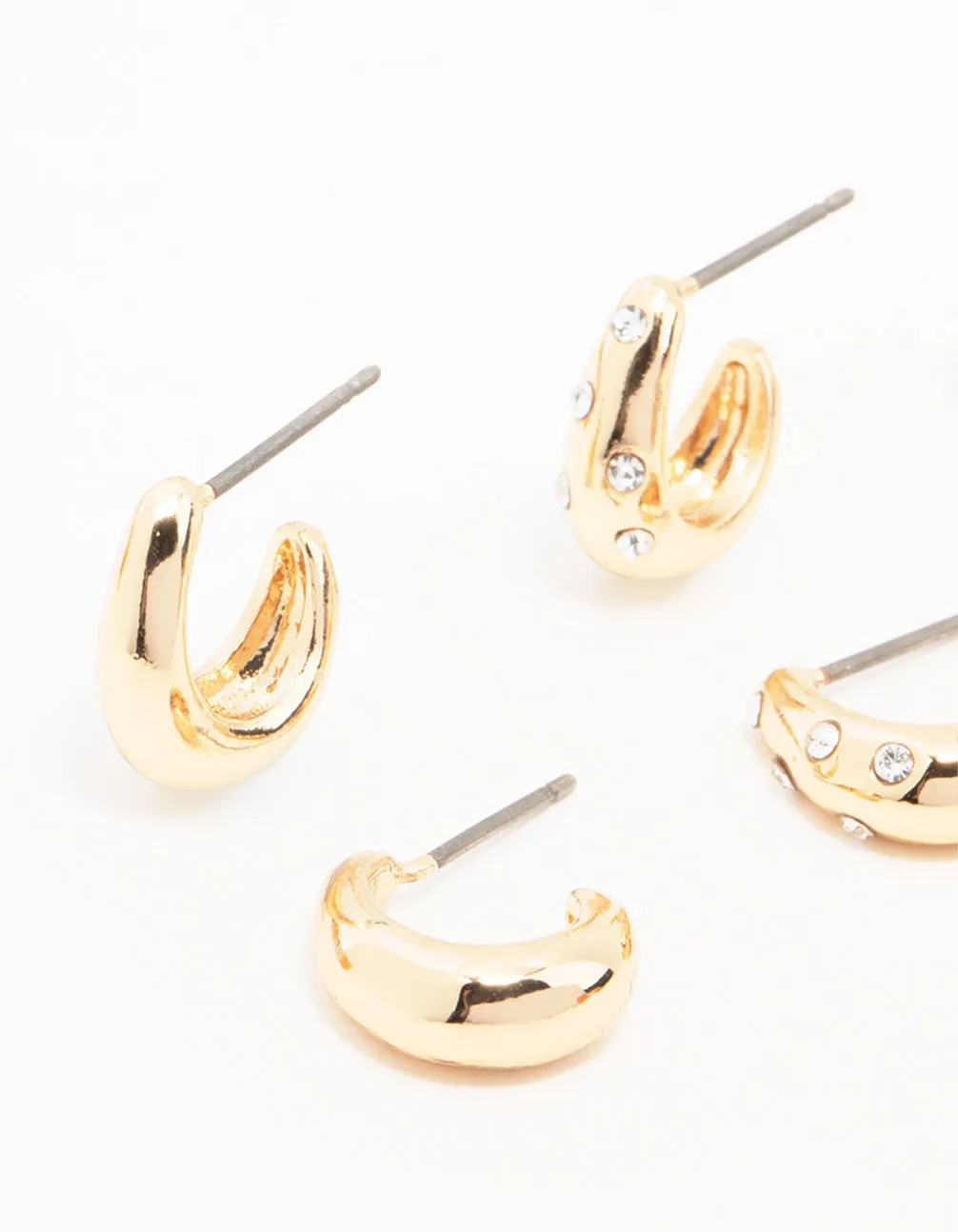 Gold Hoop Huggie Earrings 3-Pack