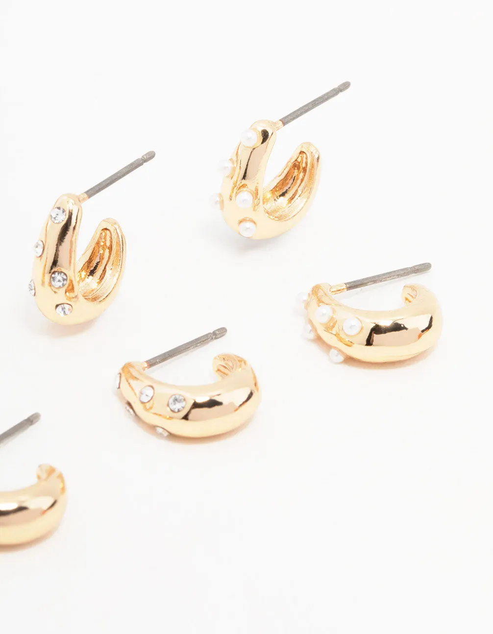 Gold Hoop Huggie Earrings 3-Pack