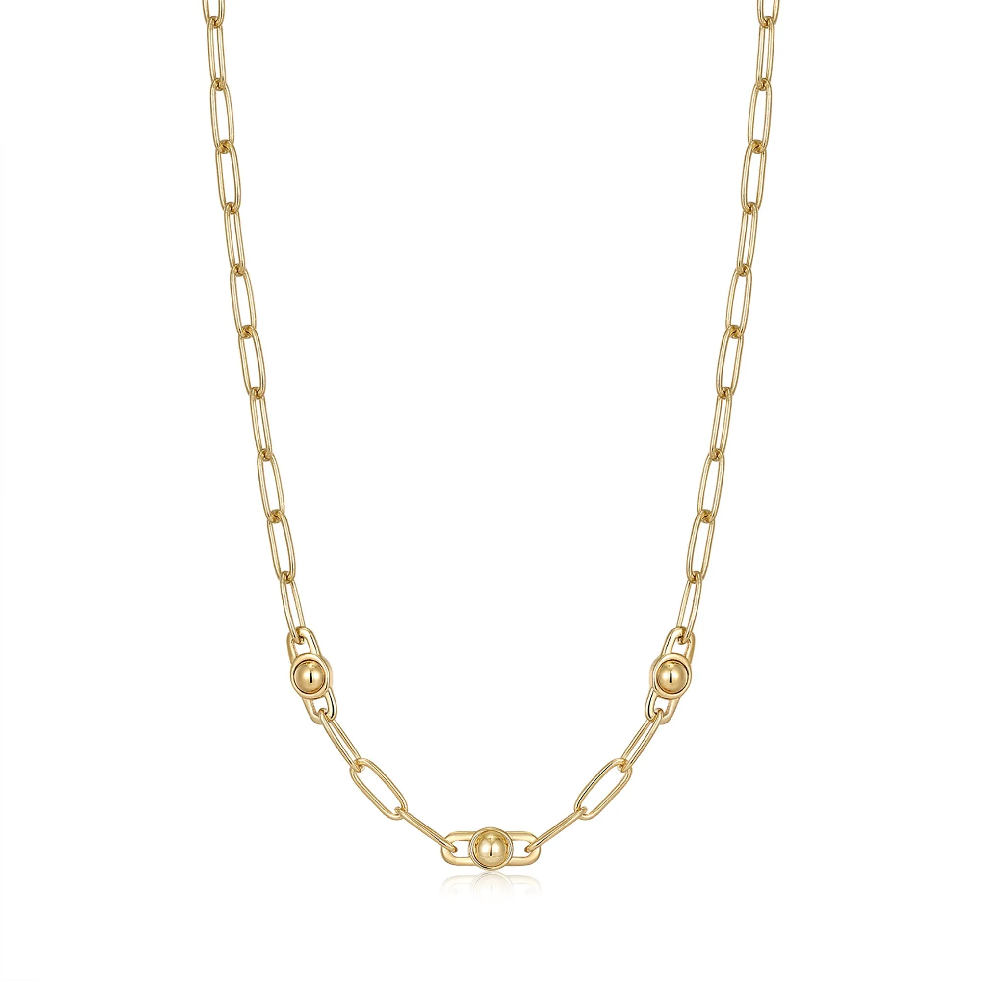 Gold Orb Link Chunky Chain Necklace
