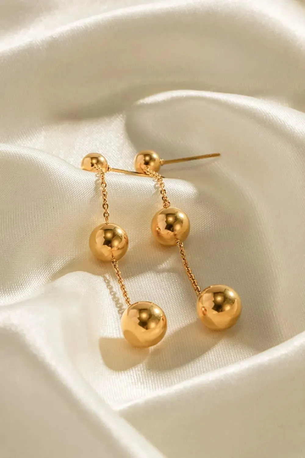 Gold Plated Beads Chain Earrings - Minimalist Chic Jewelry