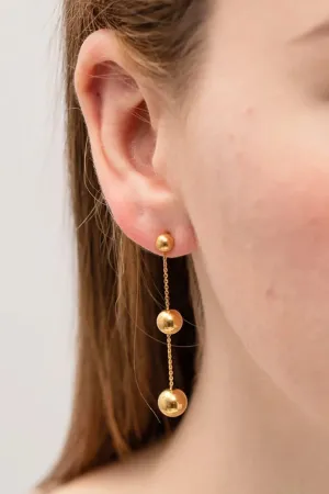Gold Plated Beads Chain Earrings - Minimalist Chic Jewelry