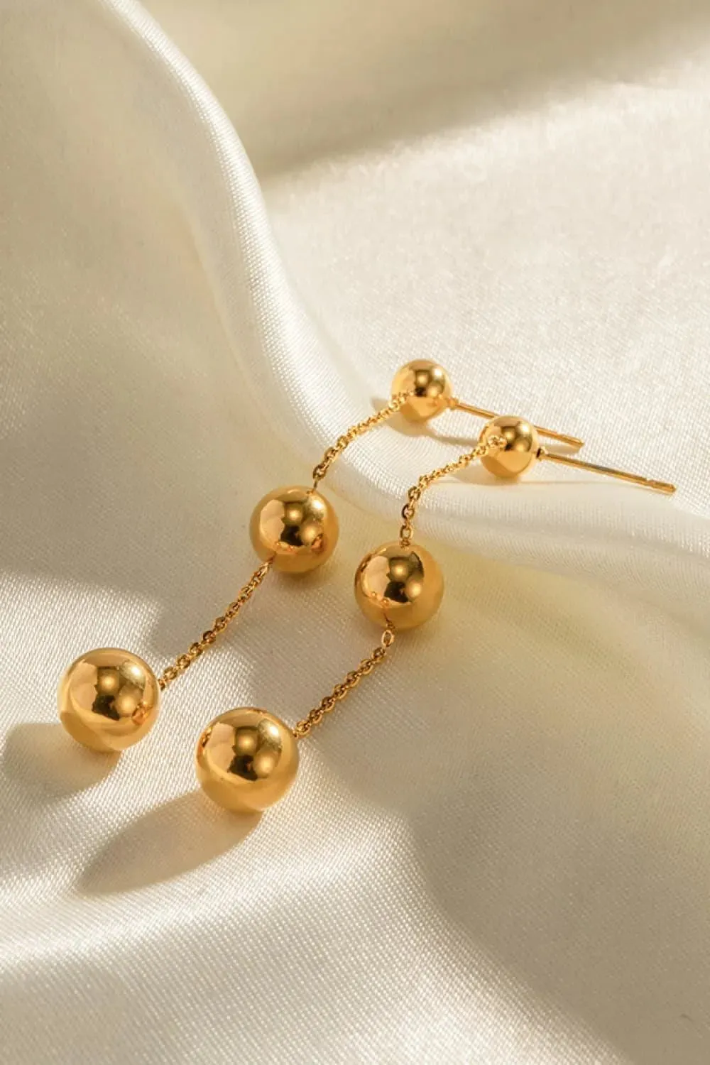 Gold Plated Beads Chain Earrings - Minimalist Chic Jewelry