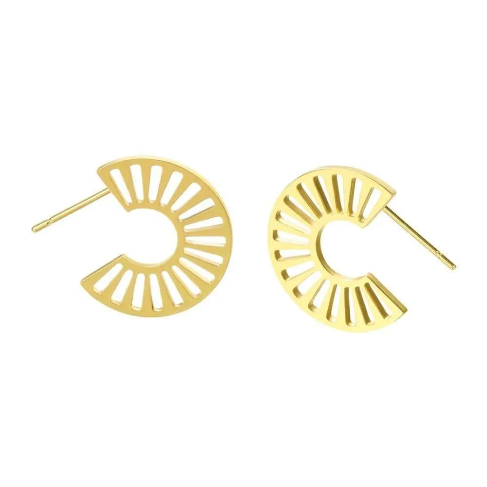 Gold Plated Cut Out Half Hoop Earrings