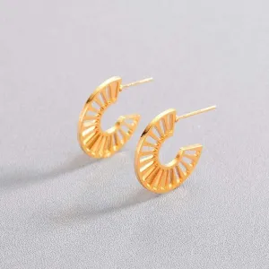 Gold Plated Cut Out Half Hoop Earrings