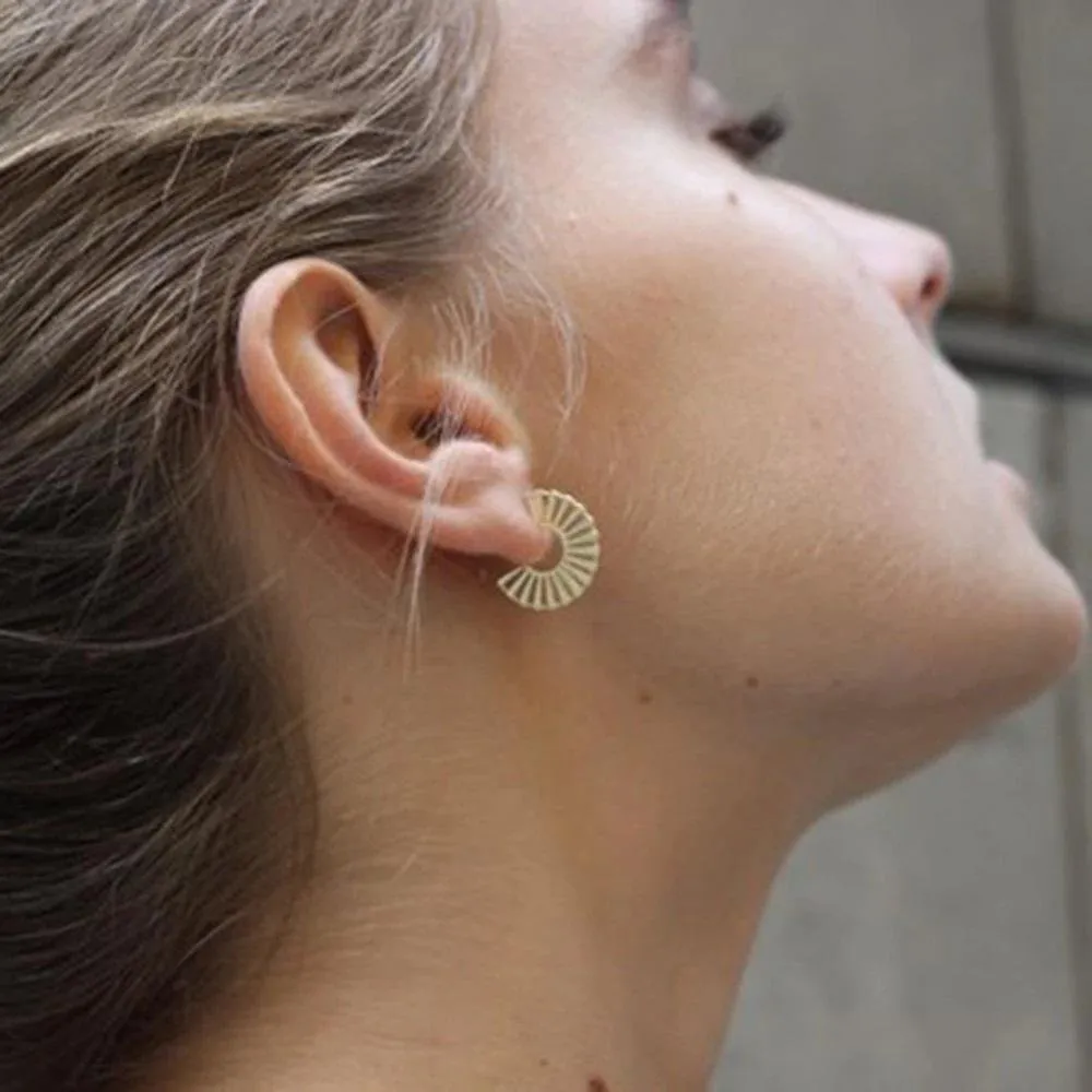 Gold Plated Cut Out Half Hoop Earrings